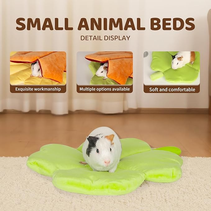 Rabbit Bed Rabbit Pad All-Season Soft Leaf-Shaped Small Pet Bed - Comfortable Breathable Guinea Pig Pad for Guinea Pigs, Rabbits, Chinchillas, Ferrets, Hedgehogs (Red Maple Leaf)