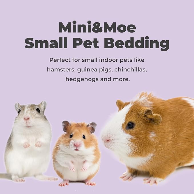 mini&moe Guinea Pig Bedding 50L: Dust-Free and Odor Control Moisture Absorbent Unscented Natural Paper Small Pet Bedding - for Hamsters,Guinea Pig, Chinchilla,Rabbits,Rat,Ferret, and Gerbil, 50 Liters