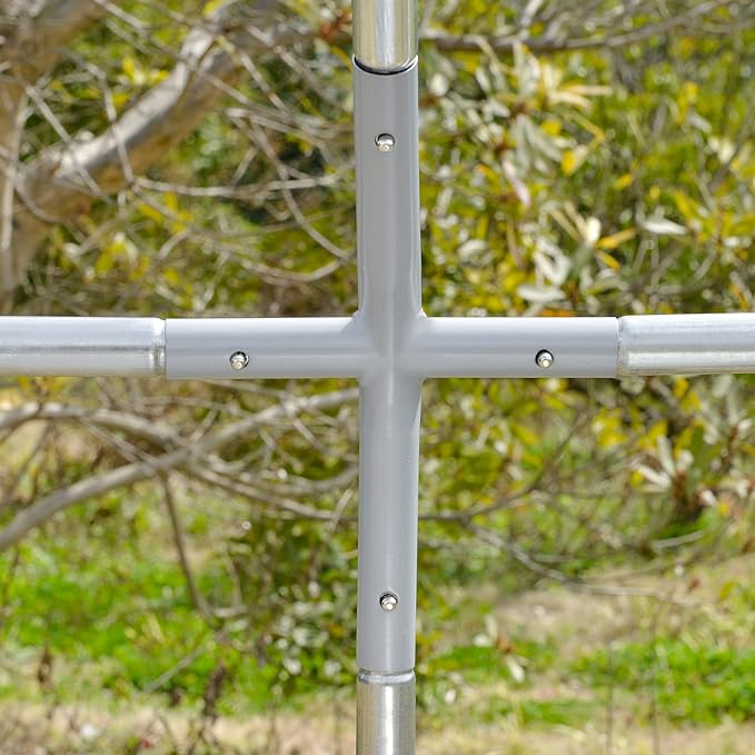 PawHut Large Chicken Coop Metal Chicken Run with Waterproof and Anti-UV Cover, Dome Shaped Walk in Fence Cage Hen House for Outdoor and Yard Farm Use, 1" Tube Diameter, 9.2' x 18.7' x 6.5'