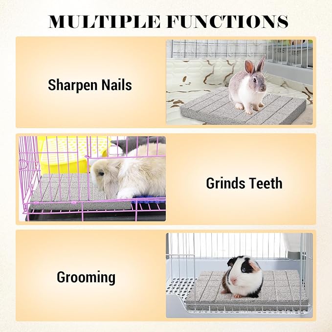 Scratch Foot Pad for Bunny,Rabbit Grinding Claw Chew Stone Natural Hamster Lava Scratching Board Guinea Pig Chew Toys for Chinchilla Ferret Gerbil Rat Squirrel Hedgehog Rabbit Cage Accessories