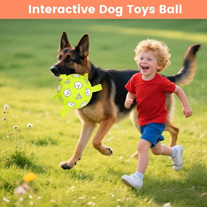 Dog Balls Toys, Durable Dog Soccer Ball with Straps, Herding Ball, Dog Toys Outdoor, Fun Birthday Gift for Medium Large Dogs, 8 Inch