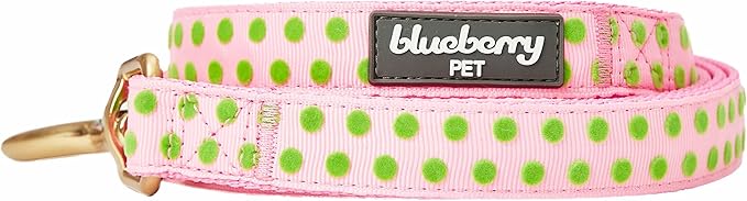 Blueberry Pet Valentine's Day Dog Leash, Velvety Soft-Touch Heart Flocking Lead for Medium Dogs, Baby Pink, 5 ft x 3/4"