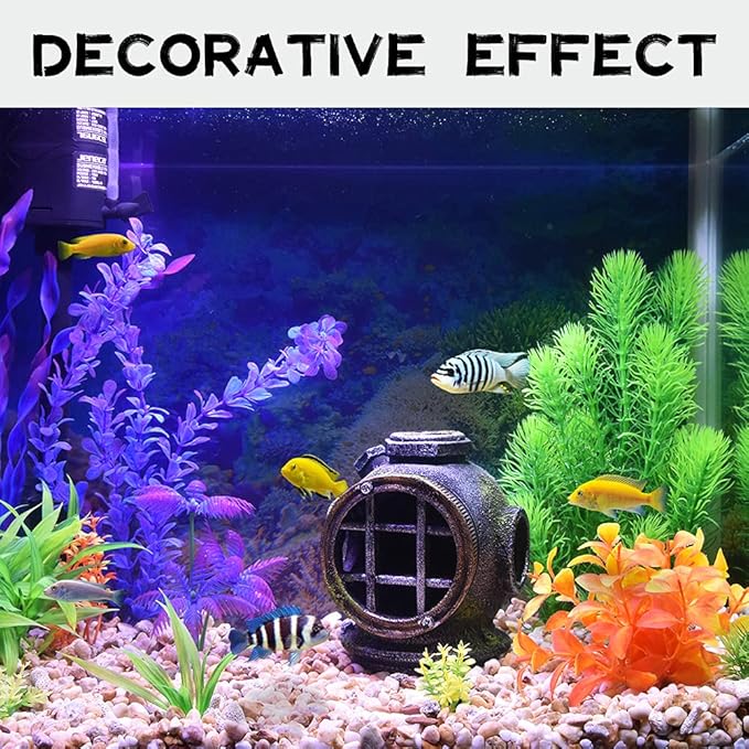 Fish Tank Decorations Betta Fish Accessories Disney Aquarium Decorations Clownfish House for Sleep Rest Hide and Play Scuba Helmet Wreckage Aquarium Décor Backgrounds