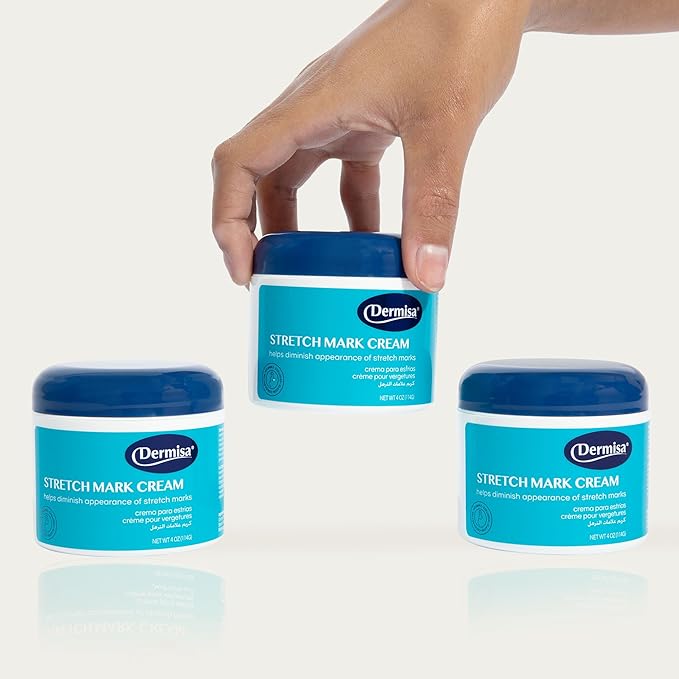 Dermisa Stretch Mark and Scar Cream with Cocoa Butter, Collagen, Elastin and Vitamin E - Intensive Body Moisturizer for Elasticity and Skin Repair - 4oz, Pack of 2