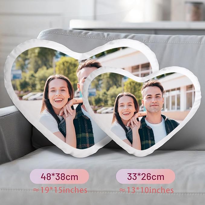 Custom Pillow with Picture & Text - Include Insert, Personalized Photo Pillow Double-Sided Printing, Custom Heart Pillow for Loved One | Personalized Couple Gifts for Birthday Anniversary