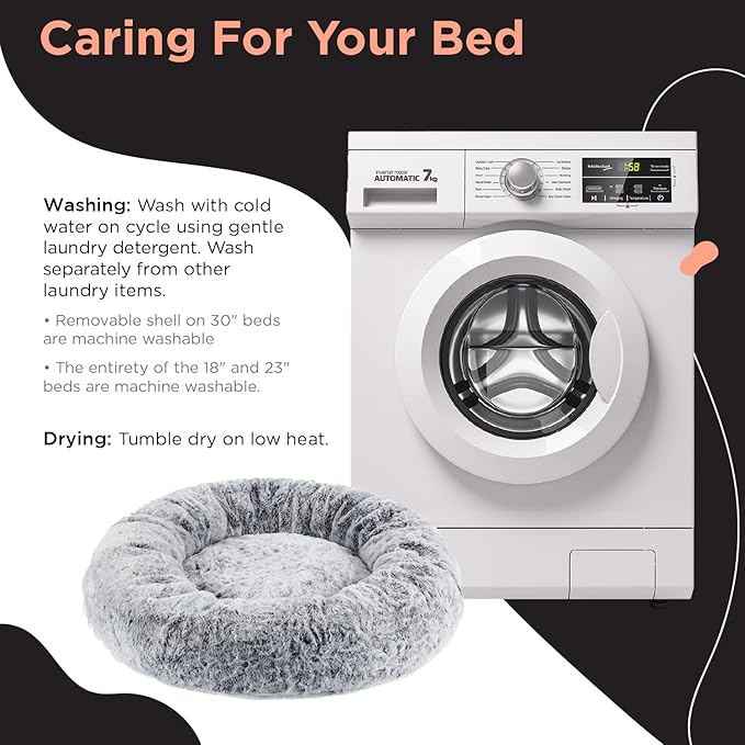 Best Friends by Sheri SnuggleSoft Faux Fur Calming Donut Bed for Dogs and Cats, Gray, Extra Small, 18x18
