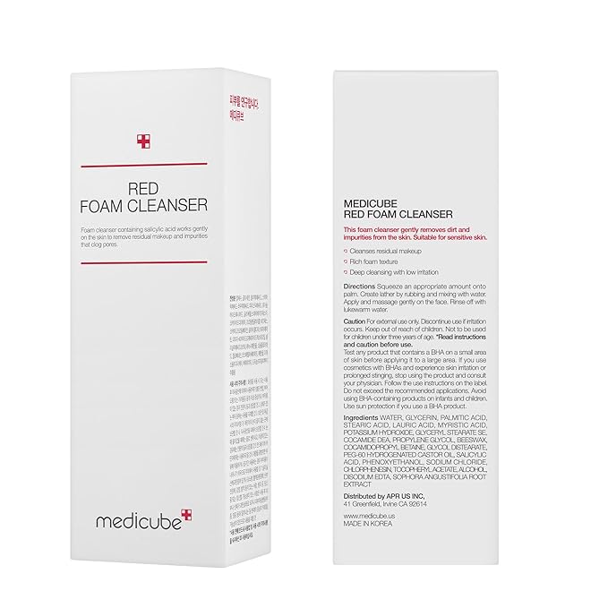 medicube Facial Cleanser Red Foam Cleanser | Daily Gentle Cleansing Foam for Sensitive & Troubled Skin | Deep Cleansing Impurities & Excess Sebum Control | Korean Skincare, 4.23 oz