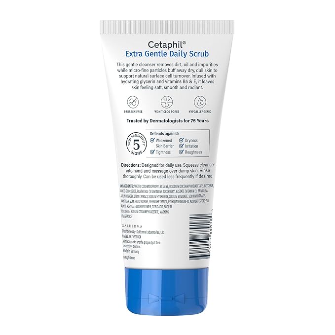 Exfoliating Face Wash,Extra Gentle Daily Face Scrub,Gently Exfoliates & Cleanses,For All Skin Types,Non-Irritating & Hypoallergenic,Suitable For Sensitive Skin,6 Fl Oz,(Pack of 4)