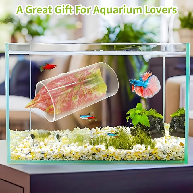 Hamiledyi 5 PCS Betta Hammock & Tunnel Set Acrylic Tube Tunnel with Suction Cup Soft Leaf Aquarium Decor Betta Fish Tank Accessories for Small Fish Shrimp Guppy Resting Hiding