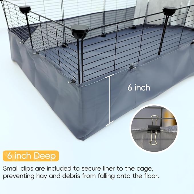 CHEGRON Portable Guinea Pig Cages with Liner & C&C Grids Rabbit Cages Small Animal Cage PVC Bottom Small Animal Playpen for Rabbit Bunny Hedgehog Chinchilla 12PCS Metal Grids 48"x24"x12"