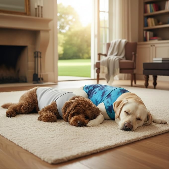 DAJIDALI® Modular Dog & Cat Anxiety Jacket, 2-Piece Calming Vest with Detachable Ear Hood, Silent Self-Adhesive Fabric, Thunder Relief & Post-Surgery Recovery Wrap