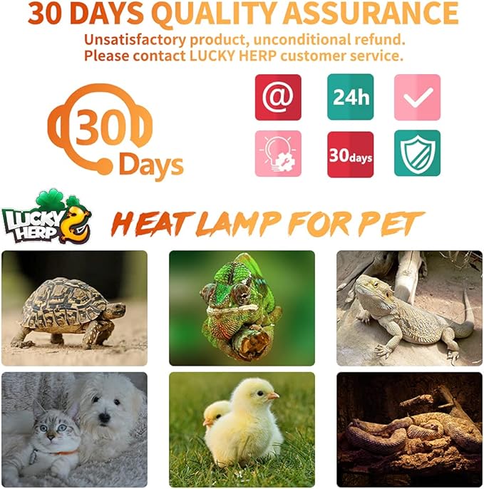 LUCKY HERP 50W Ceramic Heat Emitter, Reptile Heat Bulbs, Ceramic Heat Lamp for Reptiles, Amphibian, Chicken, Dog, Cat (2-Pack)