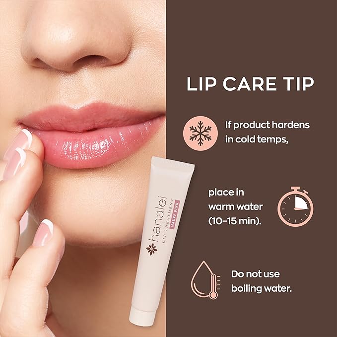 Hanalei Lip Treatment for Dry, Chapped Lips – Intensive Overnight Moisturizer with Kukui Oil, Shea Butter & Grapeseed Oil – Hydrating Balm for Healing Cracks – Mauve Pink Tint, 15g – Cruelty-Free