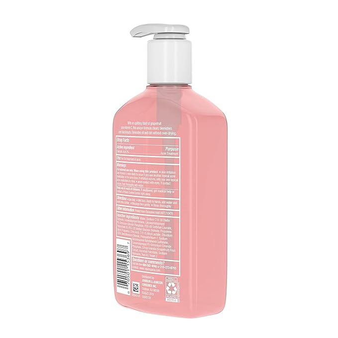 Neutrogena Oil-Free Acne Wash Pink Grapefruit Facial Cleanser - with Salicylic Acid for Clear Skin, Daily Face Wash for Oily & Acne-Prone Skin, Deep Cleansing Treatment, 9.1 fl. oz. Bottle