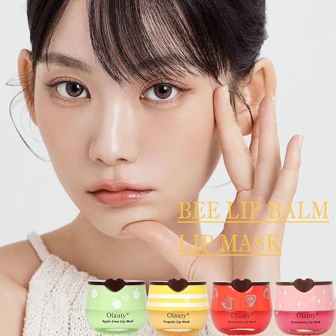 8 PCS Bee Lip Balm Lip Mask Honey Pot, Mothers Day Gifts, Propolis Lip Mask Overnight Moisturizing Lip Balm,Lip Sleeping mask Hydrating Prevention Dry & Cracked,Party Favors Birthday Gifts for Women