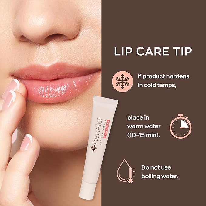 Hanalei Lip Treatment for Dry, Chapped Lips – Intensive Overnight Moisturizer with Kukui Oil, Shea Butter & Grapeseed Oil – Hydrating Balm for Healing Cracks – Peach Pink Tint, 15g – Cruelty-Free