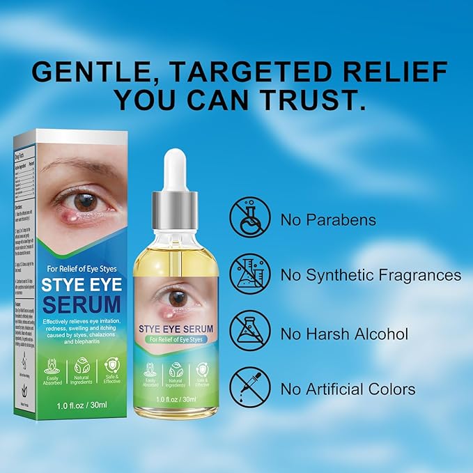 Stye Eye Relief Serum Natural Eyelid Drops for Styes Blepharitis & Chalazion Fast-Acting Relieve Eye Irritation Redness & Swelling Gentle Formula 1.01 Fl oz/30 Ml