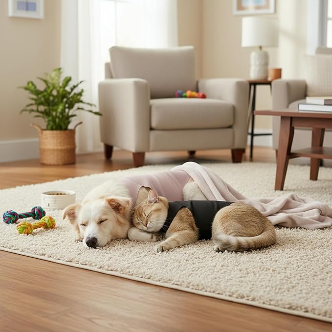 DAJIDALI® Modular Dog & Cat Anxiety Jacket, 2-Piece Calming Vest with Detachable Ear Hood, Silent Self-Adhesive Fabric, Thunder Relief & Post-Surgery Recovery Wrap