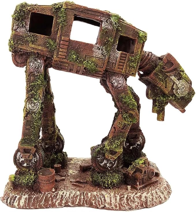 SLOCME Aquarium at-at Imperial Walker Decorations - Fish Tank Resin Robot Tropical Betta Fish Hide Cave Ornament