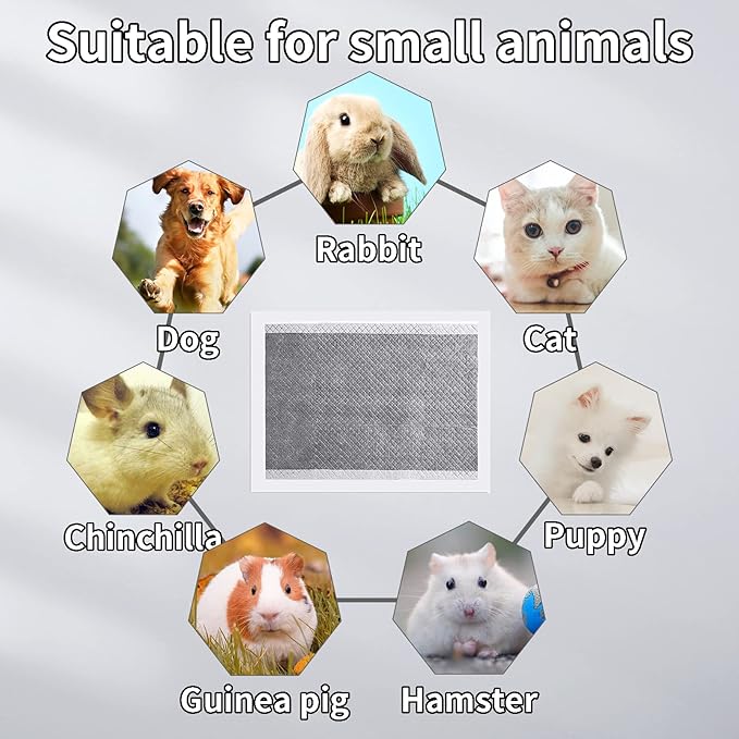 PINVNBY Rabbit Pee Pads 23.62"x17.72" Disposable Cat Cage Liners Black Carbon Super Absorbent Odor-Control,Bunny Potty Training Pad with Quick-Dry Surface for Puppy Kitten Hamsters Dog(50 Pieces)