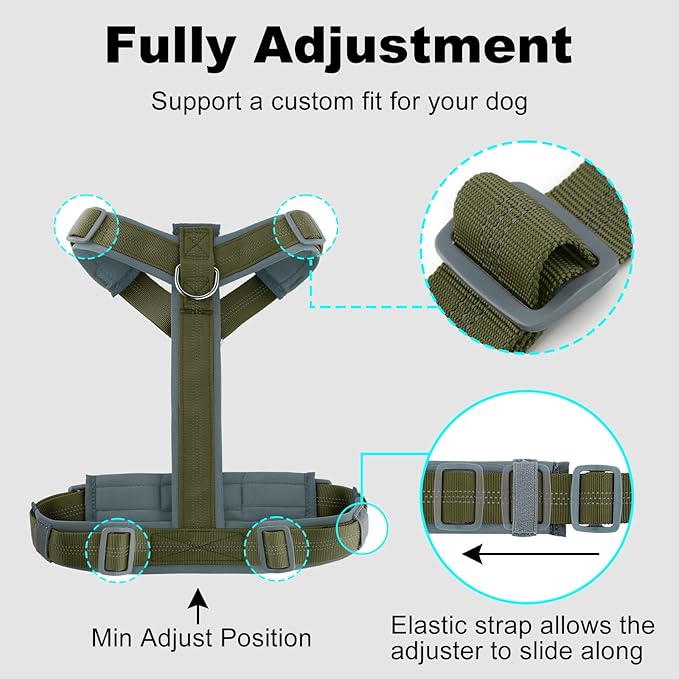 Plutus Pet No Pull Dog Harness, Adjustable Nylon Harness with Soft Padding, Reflective and Heavy Duty Dog Harness for Small, Medium, Large Dogs(Ranger Green, XS)