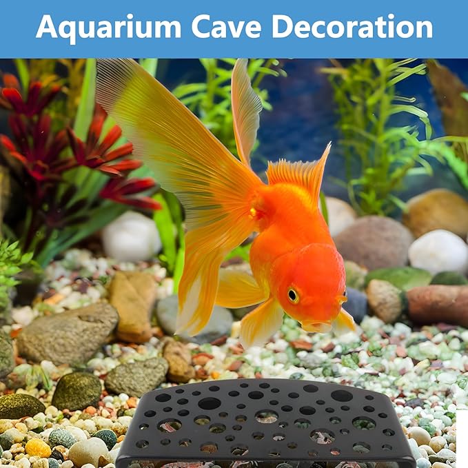 Shrimp Hides Cave for Aquarium - 2Pcs Shrimp Breed Fish Hideout Underground Tunnel for Aquarium Cave, Black