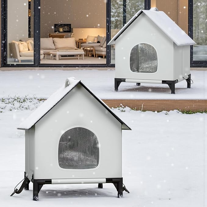 Cat House for Outside&Indoor,Insulated and Weatherproof,Foldable Cats Shelter, Easy to Put Together, Selfwarming Cat Shelter for Winter,Large Cave Bed for Garden(22 x 22 x 26 inch,XL,Normal)