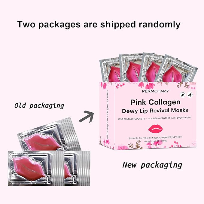 Permotary 30 PCS Moisturizing Collagen Lip Mask Crystal Mouth Care Pads Mask for Moisturizing & Reducing Chapped, Smoothing Fine Lines Lip Patches with Moisture Essence for Valentines Day Gifts
