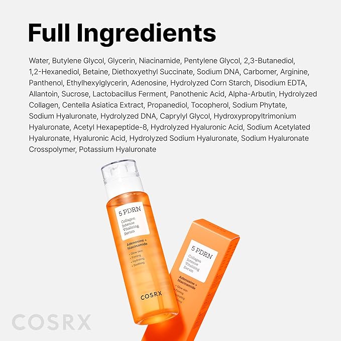 COSRX 5 PDRN Collagen Intense Vitalizing Serum - Korean Serum for Skin Firming & Glowing with Salmon DNA, Centella, Lactobacillus PDRN & Collagen, Korean Skin Care (3.38 fl.oz.)