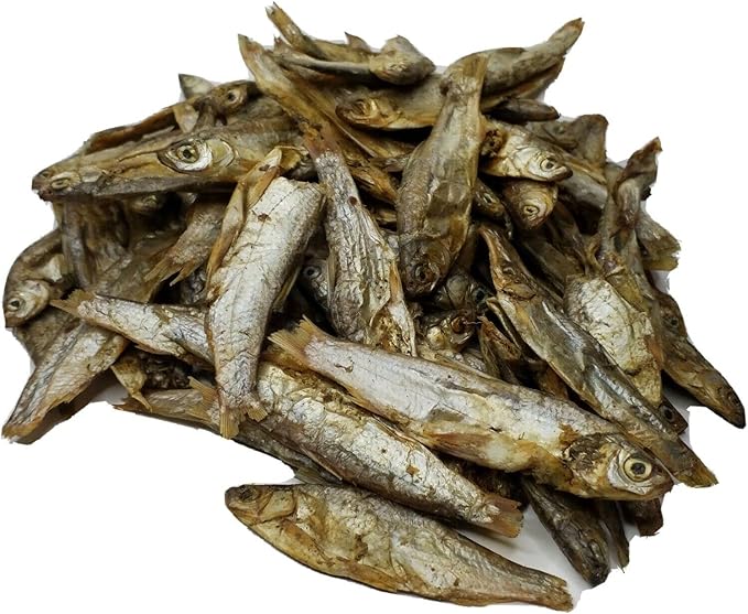 Aquatic Foods Inc. 3"- 5" Fresh Water Freeze Dried Fish for Piranha, Large Fish, Turtles, Cats, Sugar Glider, Marmosets, Chinchillas, Squirrels, Hamsters…3oz Small Jar