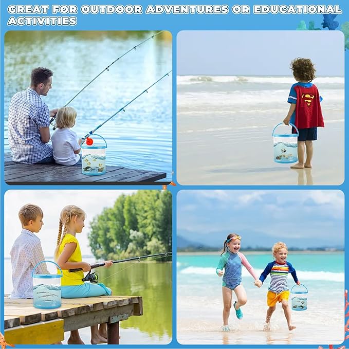 Foldable Travel Aquarium – Portable Fish Tank with Carry Handle for Temporary Transport of Goldfish, Tadpoles & Small Aquatic Life | Ideal for Beach, Lake, or Classroom Use