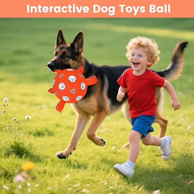 Dog Soccer Ball with Straps, Soccer Ball for Dogs, Outdoor Dog Toys, Dog Birthday Gift for Medium Large Dogs, 8 Inch