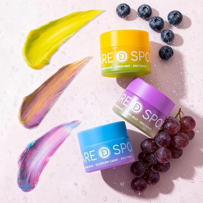 Lip Mask, Hydrating Overnight Lip Sleeping Mask, Lip Moisturizer for Dry Cracked Lips Care, Dual-Color Lips Balm for Nourishing and Softening Lips, Minimizes Fine Lines - Lemon Mint