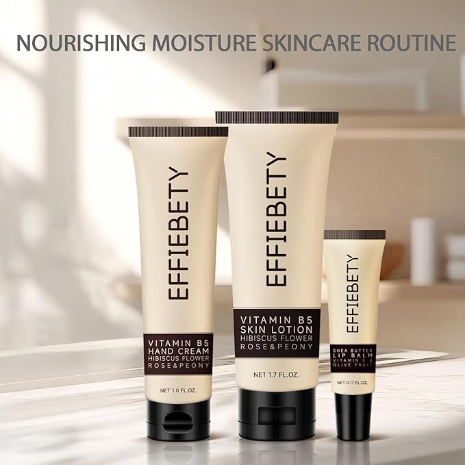 3-in-1 Skin Care Gift Set: Ultra Hydrating Body Lotion, Nourishing Hand Cream & Restoring Lip Balm, with Shea Butter, Coconut Oil & Aloe Vera, For All Skin Types, Daily Moisturizer Combo