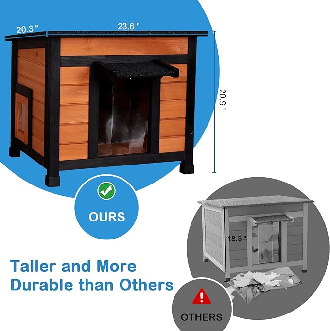 Outdoor Cat House Insulated Feral Cat Shelter Weatherproof Outside Cat House for Indoor Outdoor Winter Stray Cats with All-Round Foam 2 Escape Door Openable Waterproof Roof & Elevated Floor