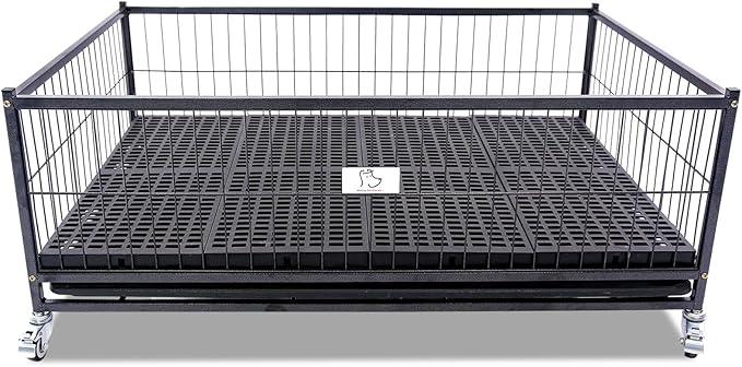 Homey Pet Three Packs 43" Dog Whelping Box for Puppies, Heavy Duty Metal Whelping Box for Small Breed Dogs with Washable Plastic Floor, Removable Tray and Four Lockable Wheels
