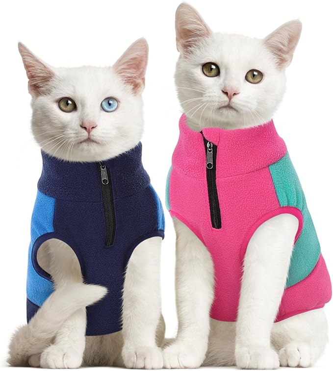 Queenmore Fleece Sweater Vest Jacket for Dogs, Pet Sweatshirt Winter Clothes for Boys Or Girls, Large Medium Small Sizes, Fuchsia/Mint, S
