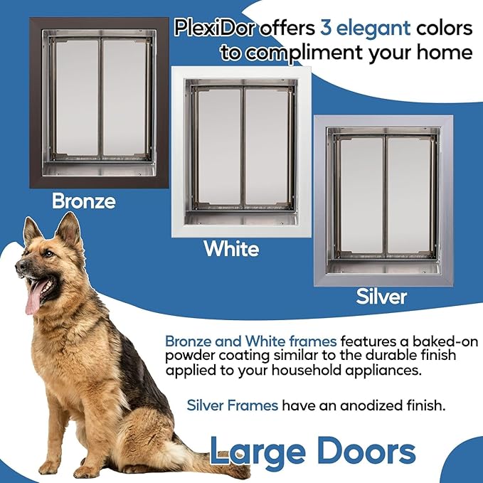 Plexidor Performance Door Mount Pet Doors - with Lock and Key - Energy Efficient Two Panel - White