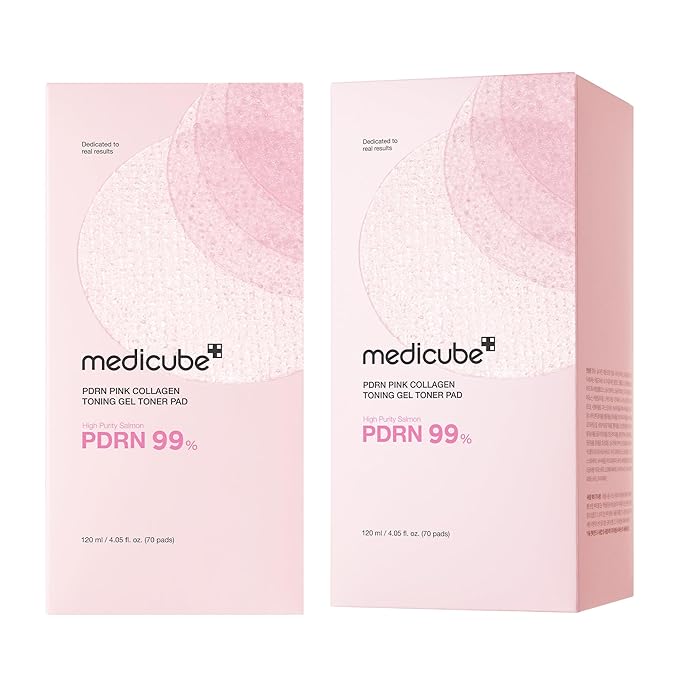 medicube Toner Pads Salmon DNA PDRN Pink Collagen Jelly Pad | Korean Gel Toner Pad | Niacinamide, Madecassoside, Retinol | Soothing, Radiance, Uneven Skin Tone | Korean Skin Care | 70 Pads (1 Pack)