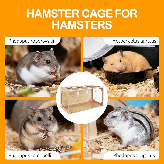 Durable Hamster Cage,Large Hamster Cages and Habitats,Thickened Acrylic Small Animal Cage,Top & Front Openable,Breathable & Easy to Assemble