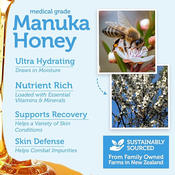 Manuka Honey Exfoliating Face Scrub – Gentle Microdermabrasion Face Exfoliator to Help Smooth, Soften & Balance with Moisturizing Organic Superfoods 2oz (Pack of 2)