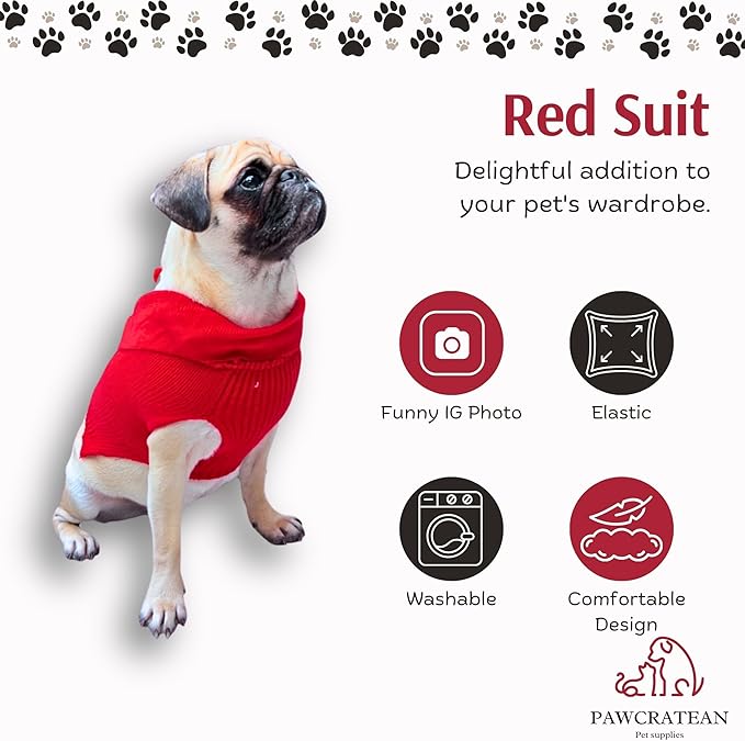 Cute Sweater for Dogs and Cats Soft Flannel Pet Outfit Warm and Cozy Animal Hoodie Small to Large Pet Clothes for Halloween Parties and Everyday Wear (Small, Red Bowtie)