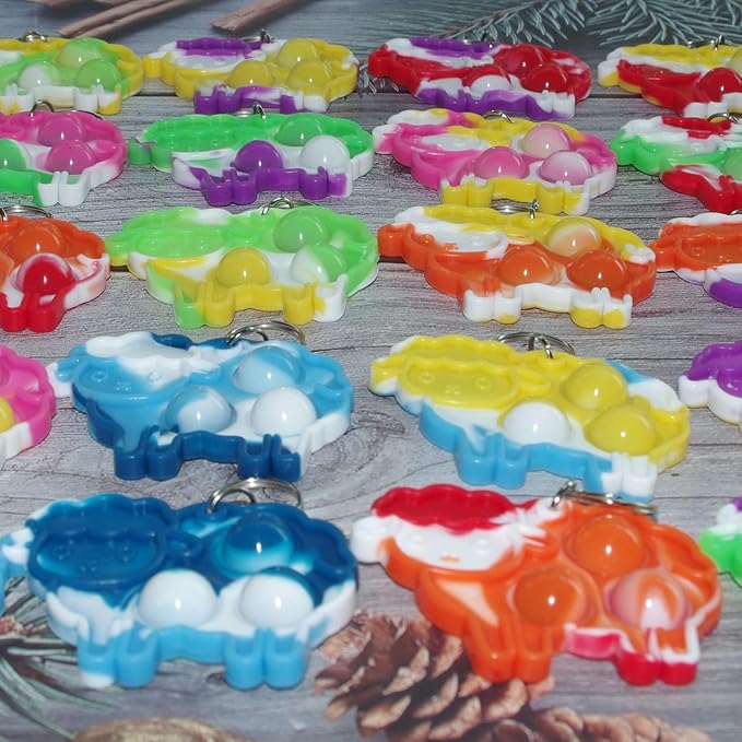 30 Packs Rainbow Bulk Sheep Fidget Pop Gifts, Mini Anxiety Stress Reliever Toys for Students Bubble Prize, Kids Birthday Christmas Party Favors