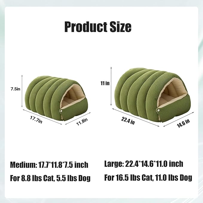 Cat Dog Cave Bed, 2026 New Winter Cave for Cat and Small Dog, Warm Plush Covered Cat House with Removable Cushion,Soft Calming Indoor Cat Bed (Brown Plaid, L(20 * 16 * 11inch)