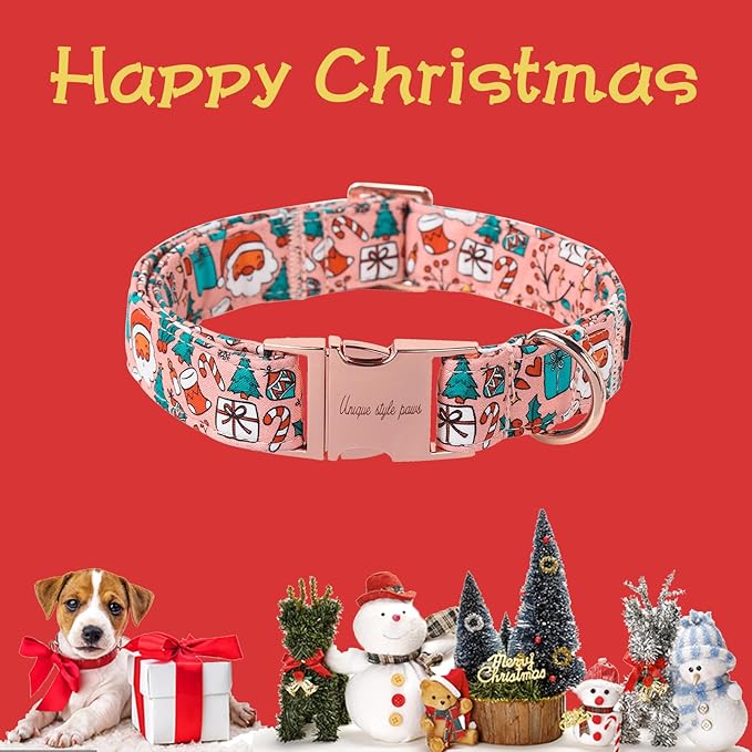 Unique style paws Dog Collar Metal Buckle Collar for Winter Christmas for Small Medium Large Boys Girls Dogs