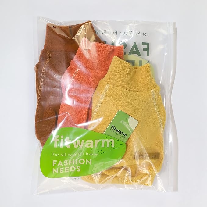Fitwarm 3 Pack Classic Fleece Dog Sweater, Turtleneck Dog Sweatshirt, Winter Clothes for Small Dogs Boy Girl, Pet Pullover Jumper, Cat Apparel, Orange, Yellow, Coffee, XS