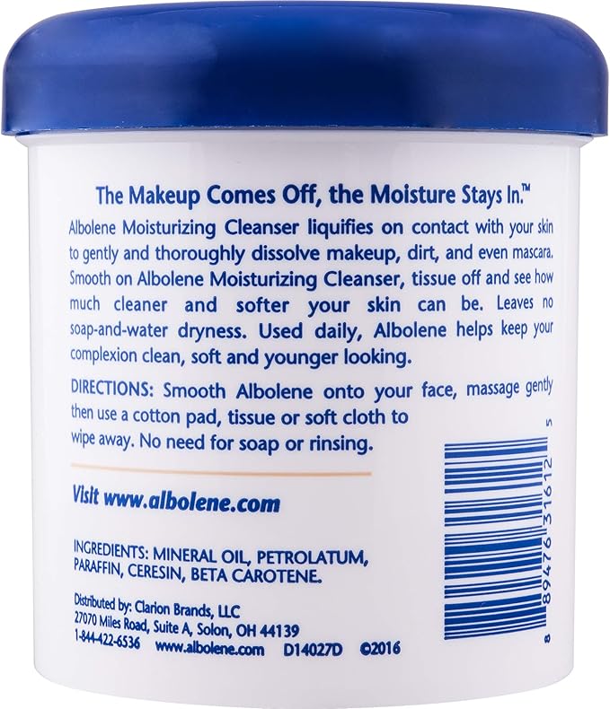 Albolene Moisturizing Cleanser & Makeup Remover Balm - Fragrance-Free Facial Cream for Cleansing & Hydration - Multi-Use Skincare for All Skin Types - No Harsh Chemicals - 12 oz (Pack of 2)