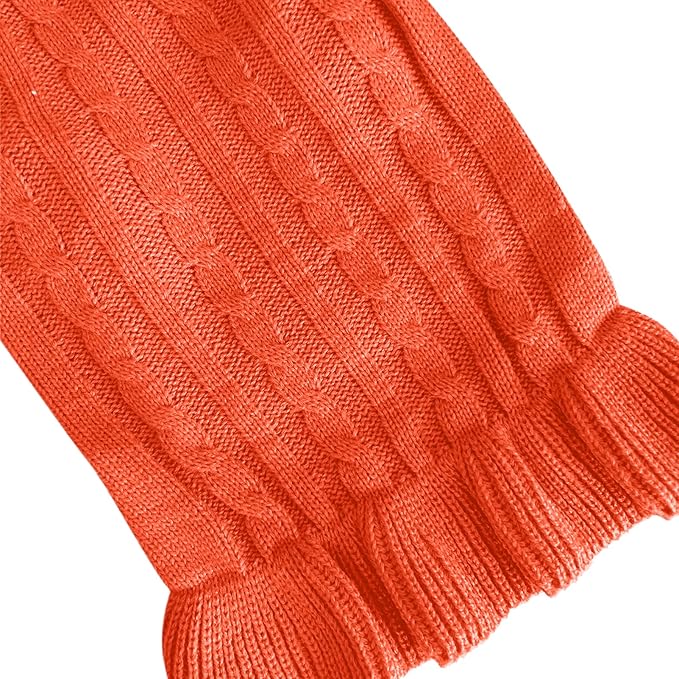 CHBORCHICEN Small Dog Sweaters Knitted Pet Cat Warm Dog Sweatshirt Winter Clothes Kitten Puppy Sweater (S, Dress-Orange)