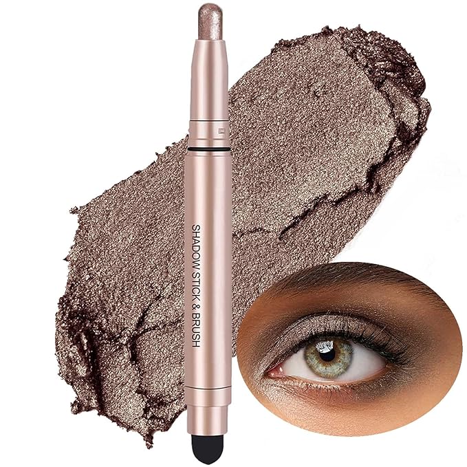 Dark Brown Eyeshadow Stick Makeup, Waterproof Hypoallergenic Long Lasting Cream Eye Shadow Pencil, Highlighter Matte Crayon eyes liner, Glitter Primer Palette Shimmer Eyeliner Pen