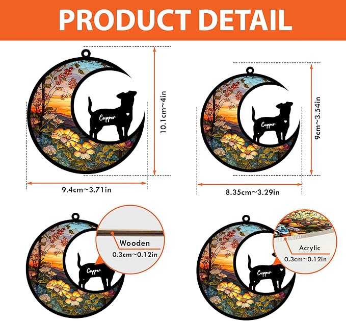 NAZENTI Personalized Dog Suncatcher & Memorial Ornament - Custom Dog Remembrance Gift for Christmas Tree